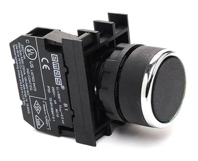 Emas B100DH Düz Kafalı Yaylı 22mm 50 IP Start Kumanda Butonu Siyah 1NO