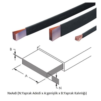 ERIFLEX 534041 Flex Bara Kalaylı Bakır 8x(50x1) mm 1000A - 2 Metre 534041