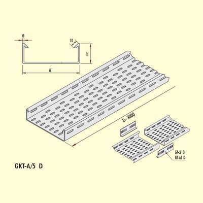 Gersan  300mm AĞIR HİZMET KABLO KANALI h=60 e=1,5mm L=3000mm  GKT-B30-1,5 D