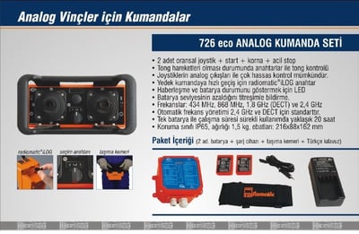 HBC Radiomatic 726 Eco 6 Hareket Analog (0-10 Volt) Kablosuz Vinç Kumanda Seti