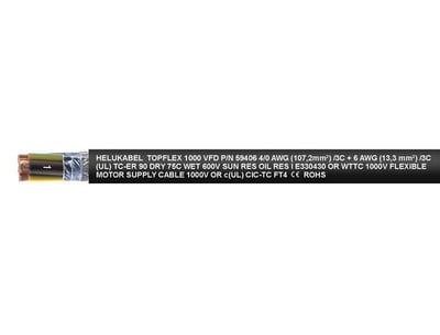 HELUKABEL 59398 TOPFLEX® 1000 VFD – 3 x AWG 8 + 3 x AWG 14 (Siyah)