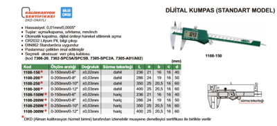 İnsize 1108-250 Dijital Kumpas 0-250 mm
