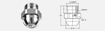 Lechler 220.245.11.AC.00.0 Hollow Cone Nozzle 430F Paslanmaz Çelik Sisleme Nozulu