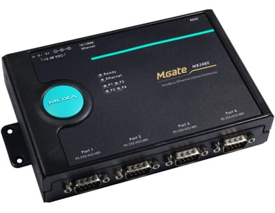 MGate MB3480-4 Port RS-232/422/485 Modbus TCP to Serial Communication Gateway
