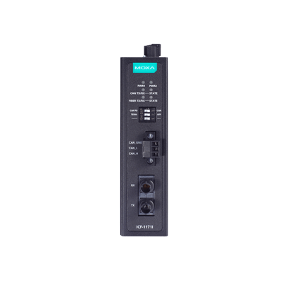 MOXA ICF-1171I-S-ST-T Uzun mesafe için endüstriyel CAN-fiber çevirici, ST single-mode