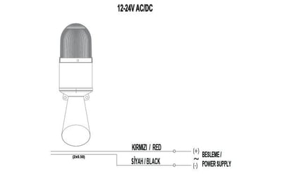 MUCCO SNT-B712-1 Kırmızı 4 Ayrı Işık Modlu 16 Melodili Üniversal Borulu Korna 40-250v Ac/dc