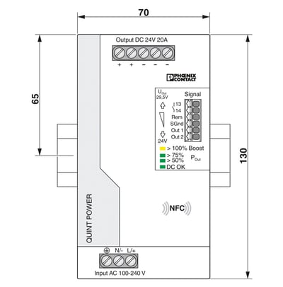 Phoenix Contact 2904602 QUINT4-PS/1AC/24DC/20 - Güç Kaynağı | 1 Faz 24 V DC / 20 A | SFB Teknolojili | NFC Arabirimli