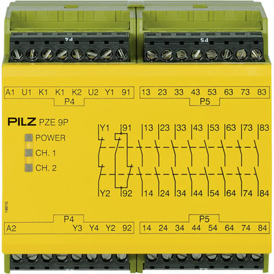 Pilz 777140 PZE 9P 24VAC/DC Kontak Genişletme Bloğu – Emniyet Rölesi Modülü, 8 N/O + 1 N/C