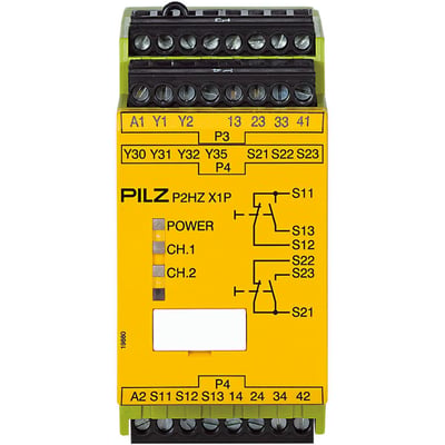 Pilz 777438 P2HZ X1P 230VAC Emniyet Rölesi – 3 N/O, 1 N/C, 2 SC, Çift El Kontrol