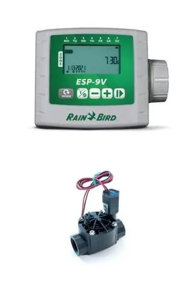 Rain Bird ESP‑9V Pilli Kontrol Ünitesi ve Solenoid Vana Seti – 1 İstasyon / 1 Vana