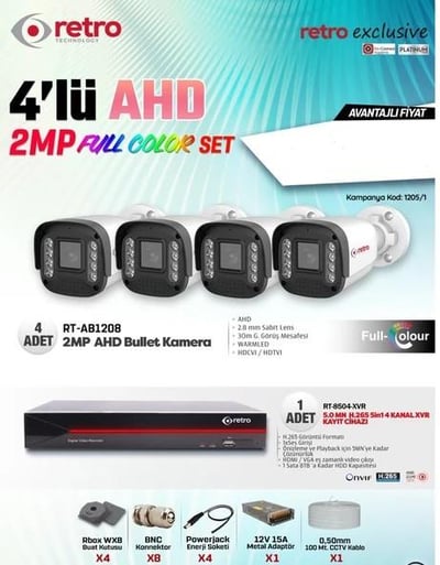 RETRO EXCLUSİVE 2MP AHD 4LÜ SET 1205/1