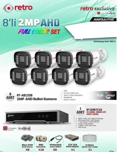 RETRO EXCLUSİVE 2MP AHD 8Lİ SET 1205/2