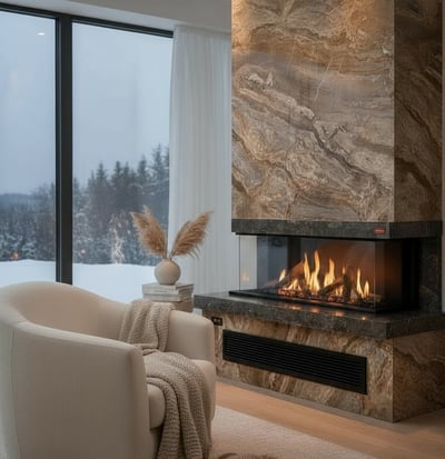 Revega  H100UB-R Seramik Camlı Hermetik Doğalgazlı Şömine 7 Kw - 1000mm