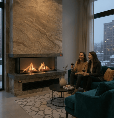 Revega  H100UB-R Seramik Camlı Hermetik Doğalgazlı Şömine 7 Kw - 1000mm
