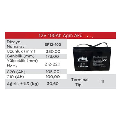 SPEEDOL SP-12-100 12V 100AH/10HR