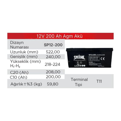 SPEEDOL SP-12-100 12V 200AH/10HR