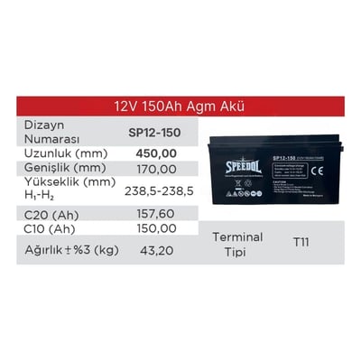 SPEEDOL SP-12-150 -12V 150AH/10HR