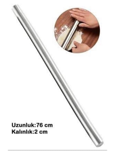 Trio Paslanmaz Alüminyum Düz Metal Oklava 76 Cm