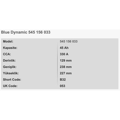 VARTA B32 BLUE DYNAMIC 12V 45AH AKU