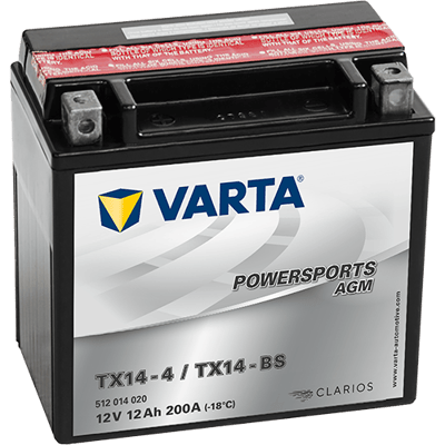 VARTA Powersports AGM 12V 12Ah 200A – TX14-BS (TX14-4) | Motosiklet & ATV Aküsü