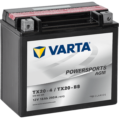 VARTA Powersports AGM 12V 18Ah 250A – TX20-BS (TX20-4) | Motosiklet & ATV Aküsü