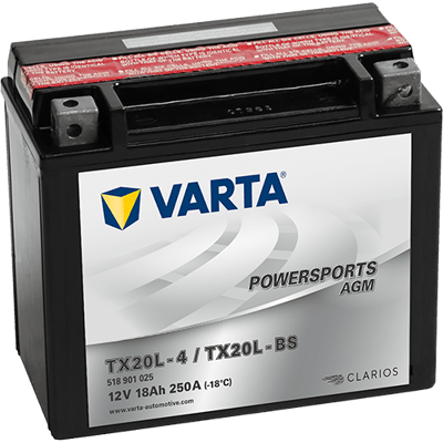 VARTA Powersports AGM 12V 18Ah 250A – TX20L-BS (TX20L-4) | Motosiklet & ATV Aküsü