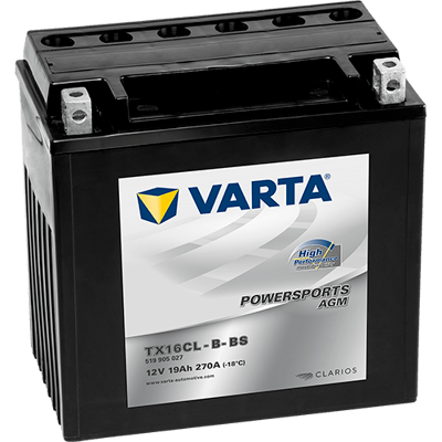 VARTA Powersports AGM High Performance 12V 19Ah 270A – TX16CL-B-BS | Motosiklet & ATV Aküsü