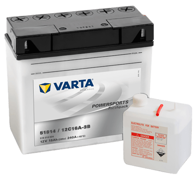 VARTA Powersports Freshpack 12V 18Ah 240A – 51814 / 12C16A-3B | Motosiklet & Hafif Araç Aküsü