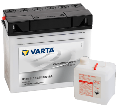 VARTA Powersports Freshpack 12V 19Ah 240A – 51913 / 12C16A-3A | Motosiklet & Hafif Araç Aküsü