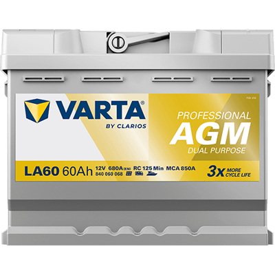 VARTA Professional AGM 12V 60Ah 680A – LA60 (840060068) | Marin ve Karavan Aküsü
