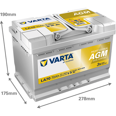 VARTA Professional AGM 12V 70Ah 760A – LA70 (840070076) | Marin ve Karavan Aküsü