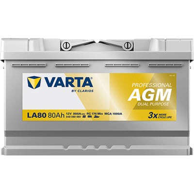 VARTA Professional AGM 12V 80Ah 800A – LA80 (840080080) | Marin ve Karavan Aküsü