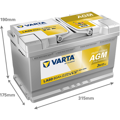 VARTA Professional AGM 12V 80Ah 800A – LA80 (840080080) | Marin ve Karavan Aküsü