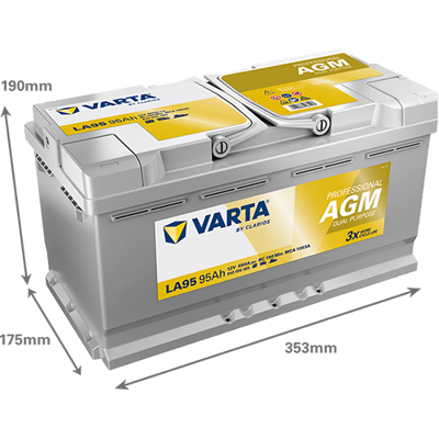 VARTA Professional AGM 12V 95Ah 850A – LA95 (840095085) | Marin ve Karavan Aküsü