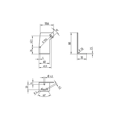 Wenglor WP  Sabitleme braketi 50 × 50 × 20...30 mm (P) için