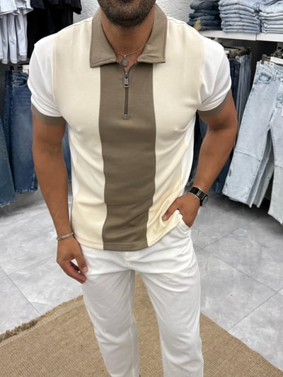 Black Ant Modal Kumaş Fermuar Detay T-Shirt Kahve