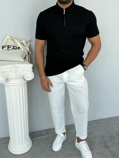 Deepoint Modal Fermuar Detay Tshirt Siyah