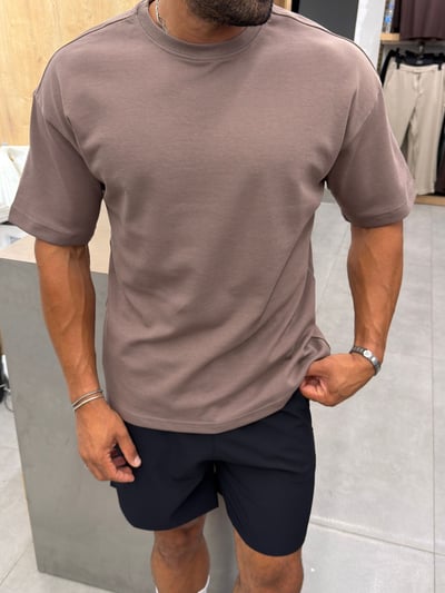 Ferel Double Face Yüksek Kalite Basic Tshirt Kahve