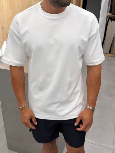 Ferel Double Face Yüksek Kalite Basic Tshirt Beyaz