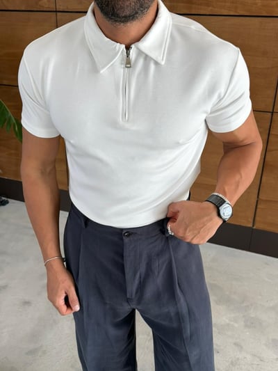 Ferel Modal Fermuar Detay Tshirt  Beyaz