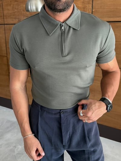 Ferel Modal Fermuar Detay Tshirt  Haki
