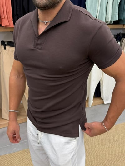 Ferel Modal Yakalı Tshirt Kahve
