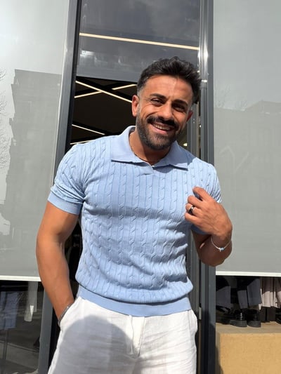 Ferel Örgü Desenli Triko Tshirt Bebe Mavi