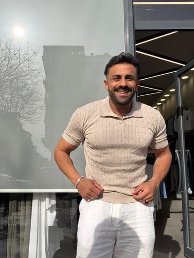 Ferel Örgü Desenli Triko Tshirt Bej