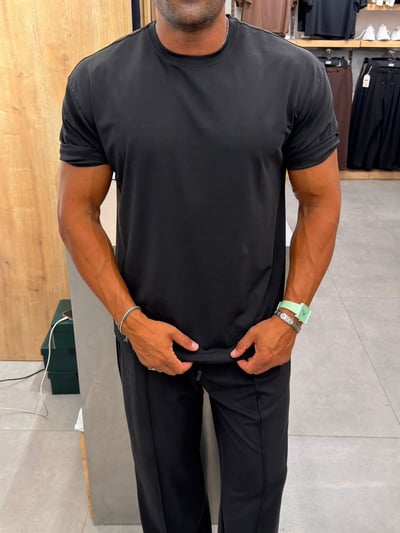 Ferel Yıkamalı Modal Kumaş Oversize Tshirt Siyah