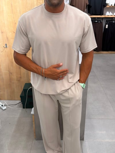 Ferel Yıkamalı Modal Kumaş Oversize Tshirt Bej
