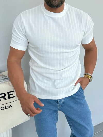 Marrakech Çizgili T-Shirt Beyaz