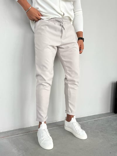 Marrakech Double Paça Hürrem Kumaş Kumaş Pantolon Taş