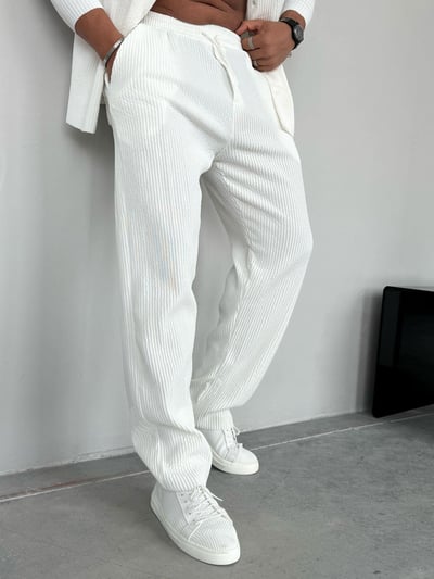 Marrakech Fitilli Baggy Pantolon Beyaz