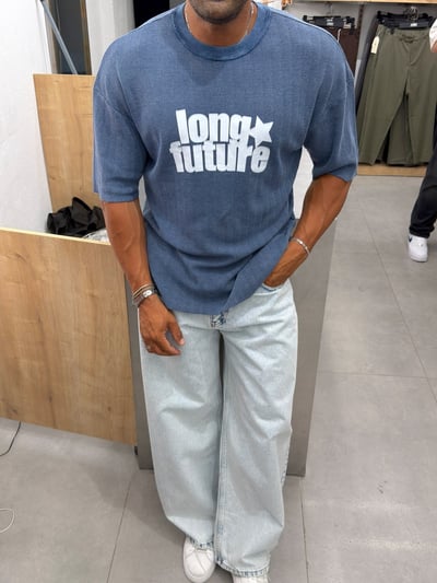 Örme Oversize Tshirt Lacivert